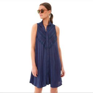 Pomander Place Tuckernuck Sleeveless Navy Blue Dutton Dress Lace Button Front S